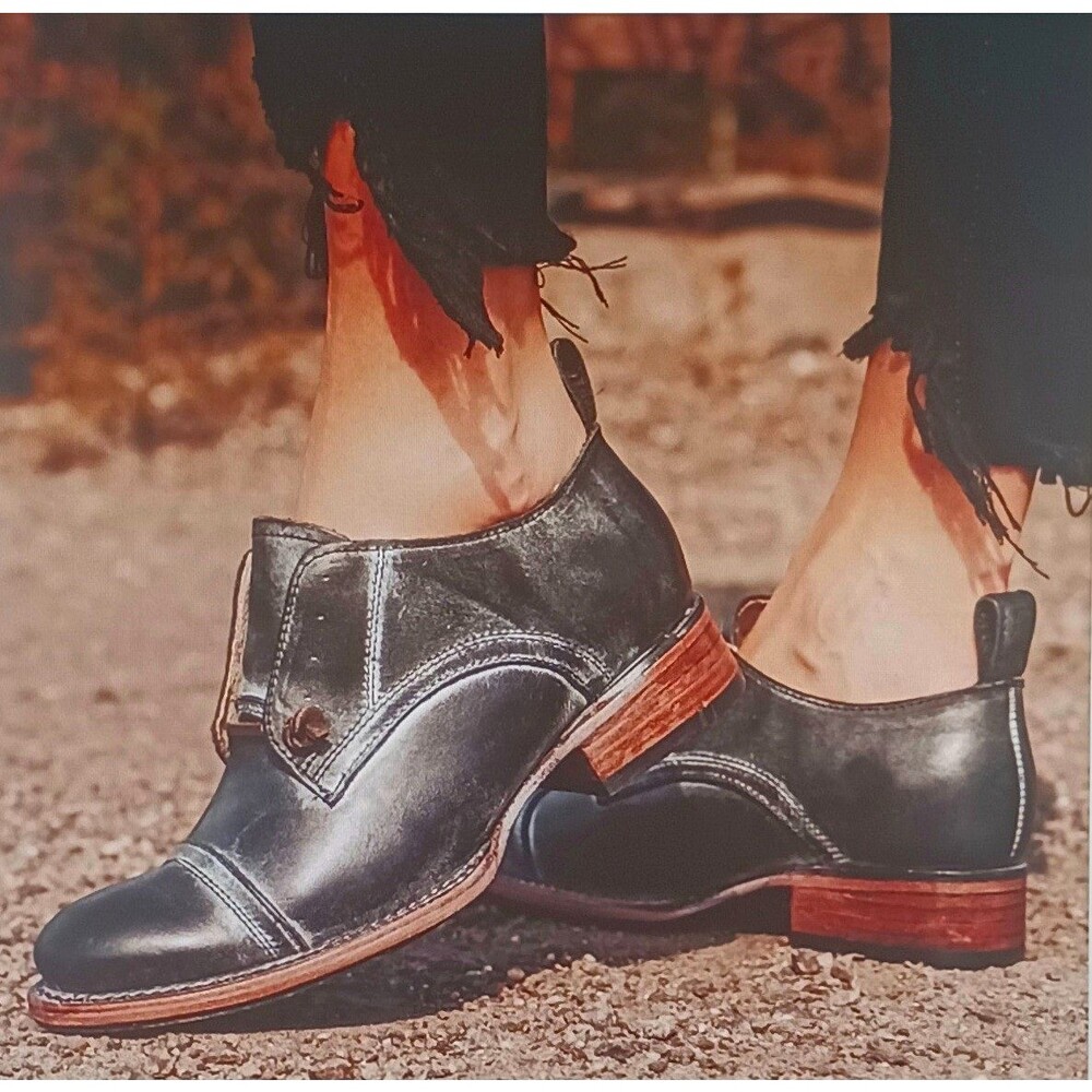NEW $215 Freebird Mabel Oxford Blk Leather Distressed Handcrafted Mexico US 7